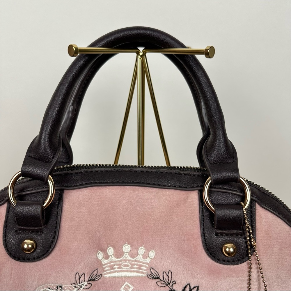 JUICY COUTURE Vintage Heritage White Heart Velour Satchel - Picture 7 of 13
